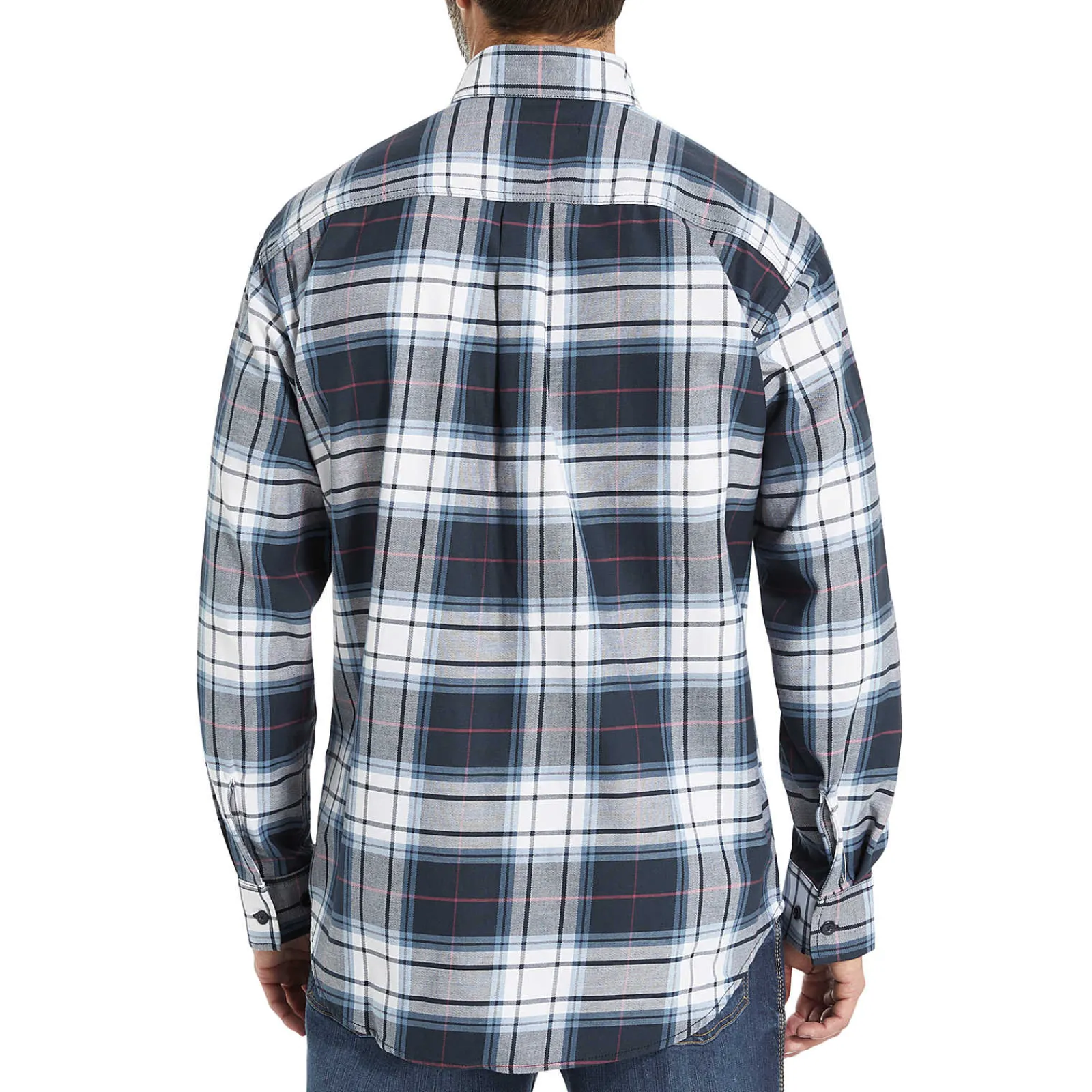 fr_plaid_long_sleeve_twill_shirt_3.webp Wolverine FR Plaid Long Sleeve Twill Shirt Navy Plaid Store